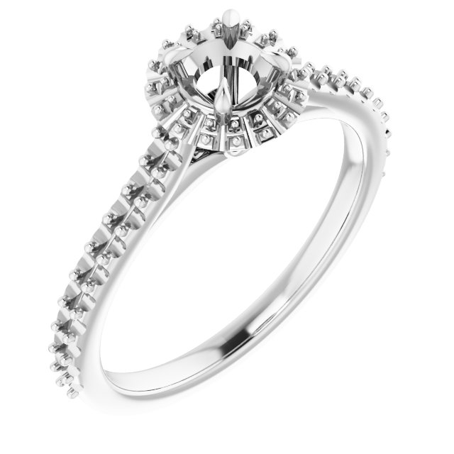 14K White 4 mm Round Forever One Moissanite and .33 CTW Diamond Engagement Ring Ref 13911347