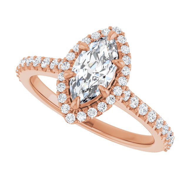 14 K Rose Gold Halo Engagement Ring - Image 5