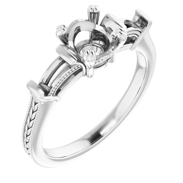 Twin-Prong Three-Stone Engagement Ring