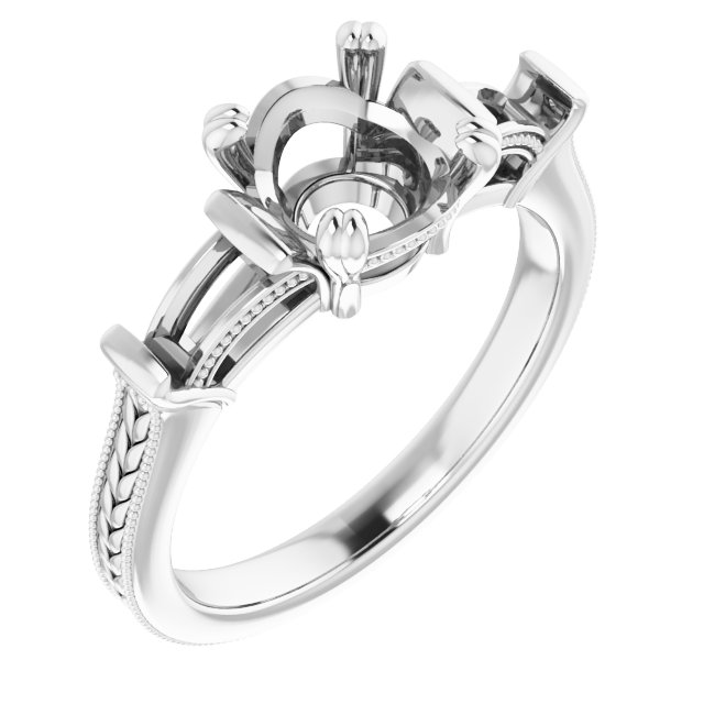 Twin-Prong Three-Stone Engagement Ring