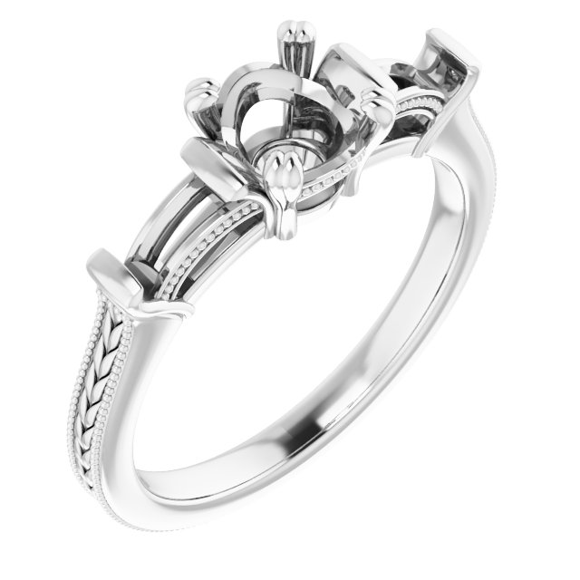 Twin-Prong Three-Stone Engagement Ring