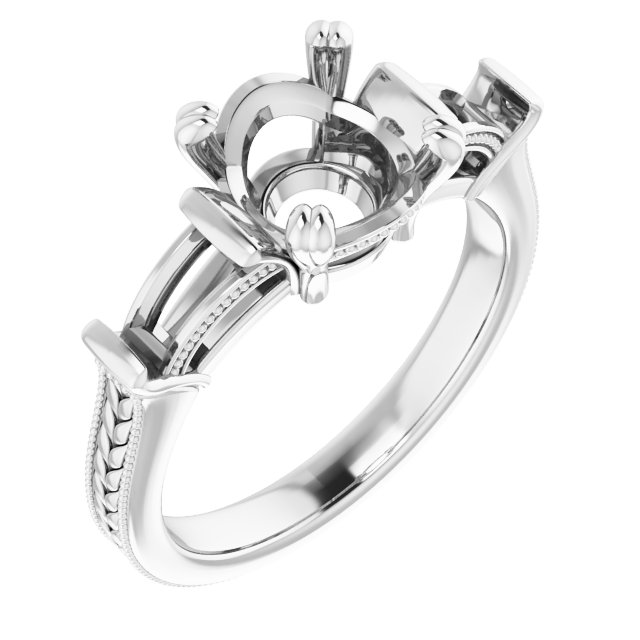 Twin-Prong Three-Stone Engagement Ring