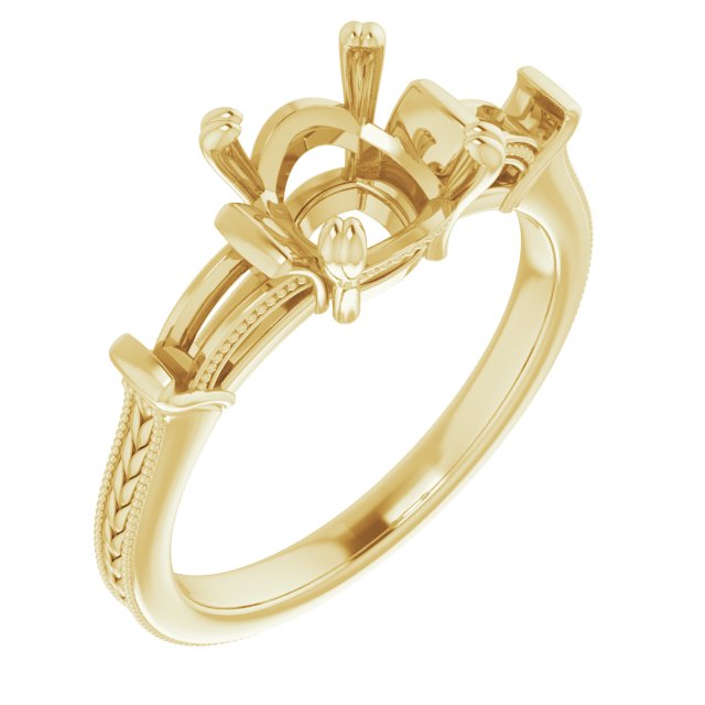 Twin-Prong Three-Stone Engagement Ring