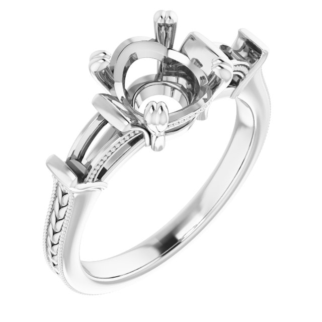Twin-Prong Three-Stone Engagement Ring