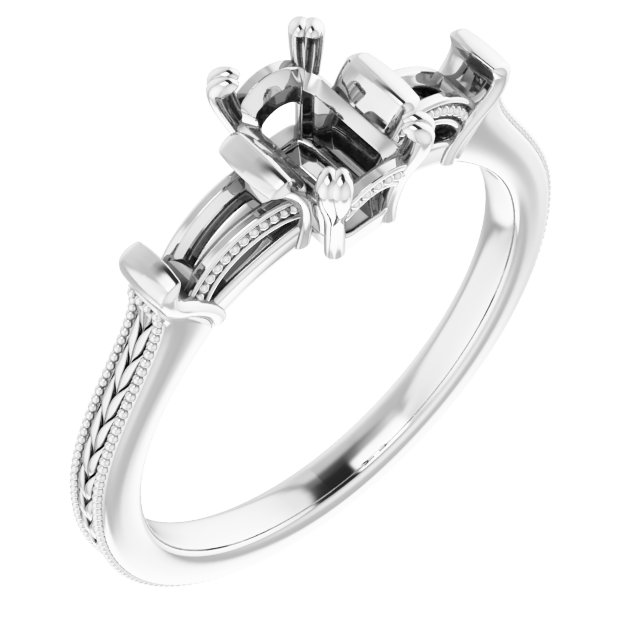 Twin-Prong Three-Stone Engagement Ring