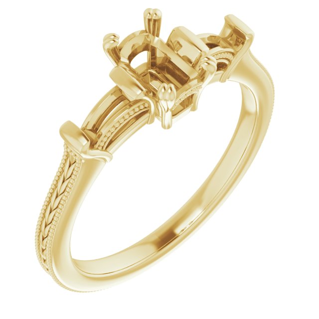 Twin-Prong Three-Stone Engagement Ring
