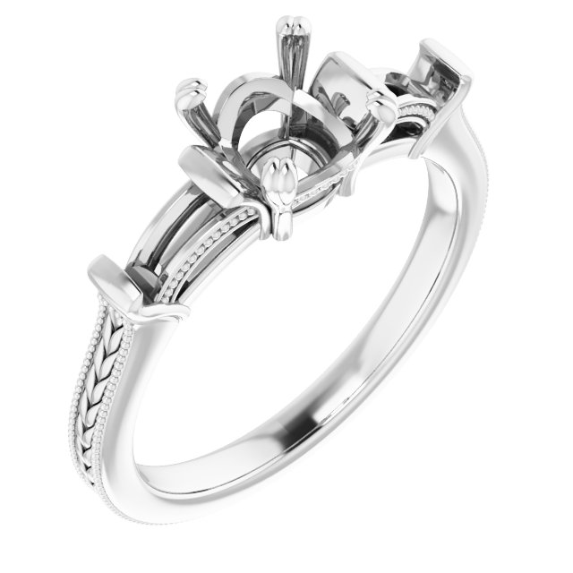 Twin-Prong Three-Stone Engagement Ring