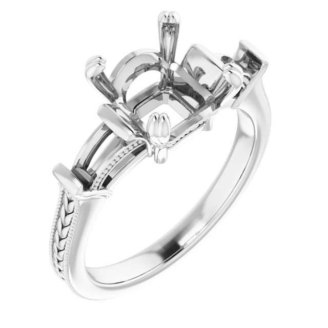Twin-Prong Three-Stone Engagement Ring