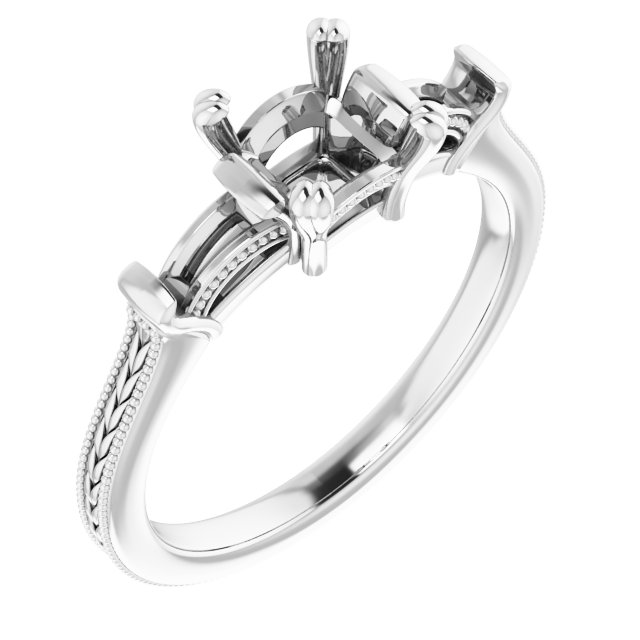 Twin-Prong Three-Stone Engagement Ring
