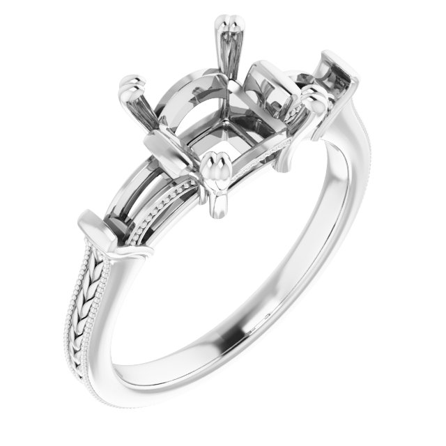 Twin-Prong Three-Stone Engagement Ring