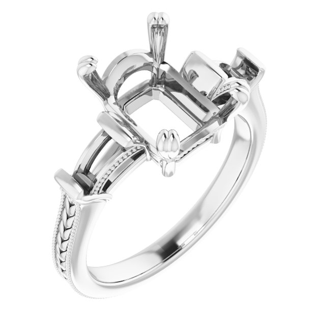 Twin-Prong Three-Stone Engagement Ring