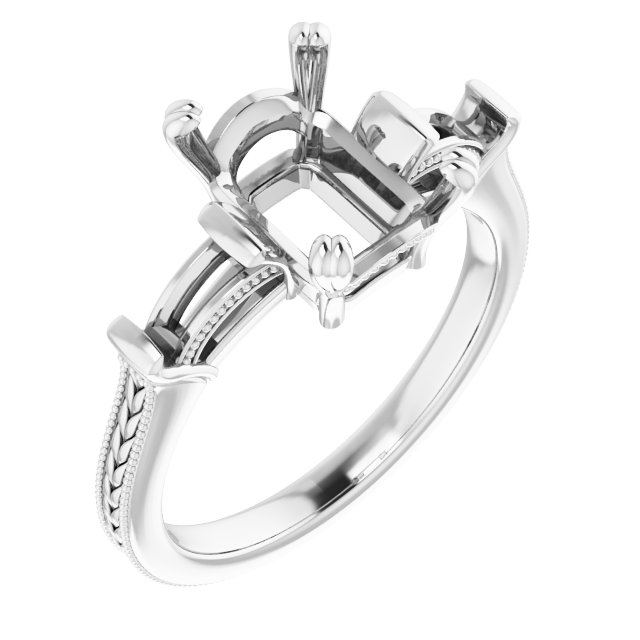 Twin-Prong Three-Stone Engagement Ring