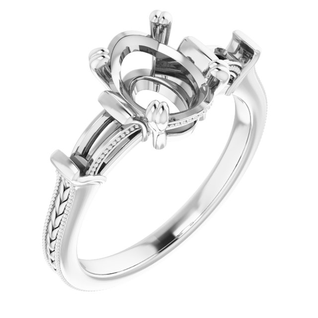 Twin-Prong Three-Stone Engagement Ring