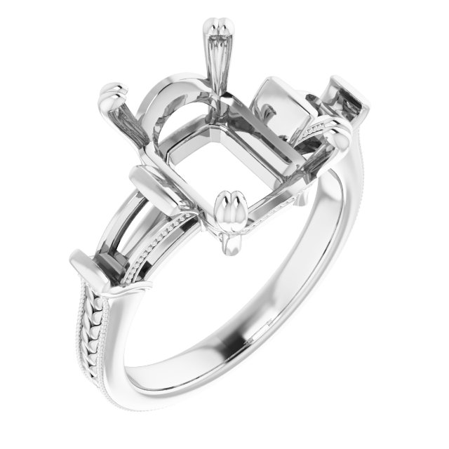 Twin-Prong Three-Stone Engagement Ring