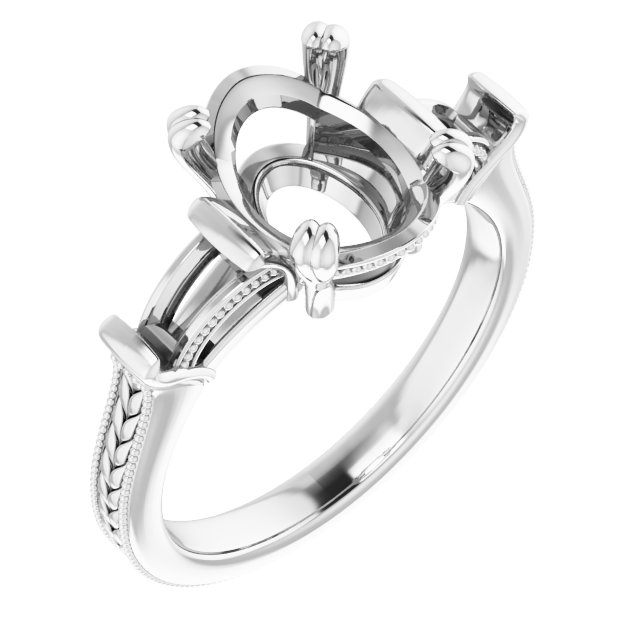 Twin-Prong Three-Stone Engagement Ring