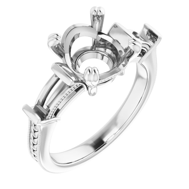 Twin-Prong Three-Stone Engagement Ring