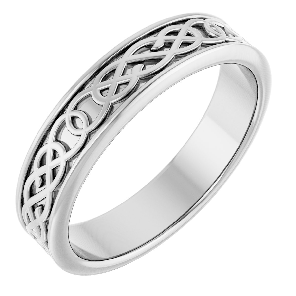 14K White 5 mm Celtic-Inspired Band Size 10