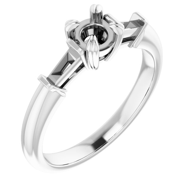 Double Claw-Prong Three-Stone Engagement Ring