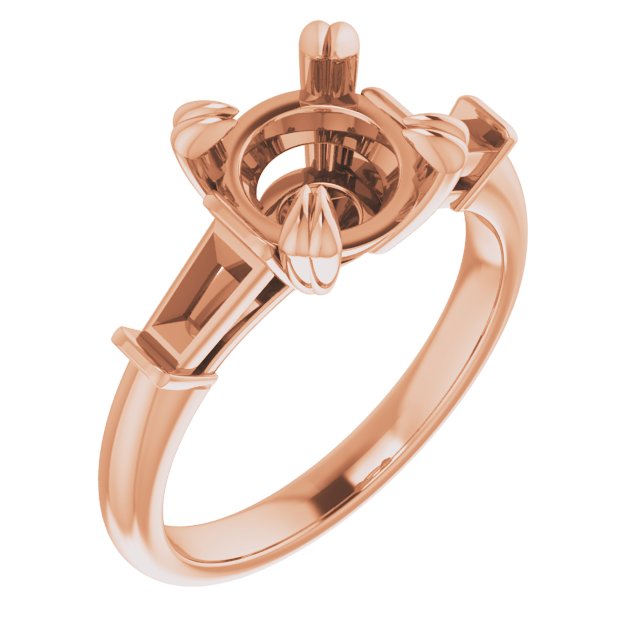 Double Claw-Prong Three-Stone Engagement Ring