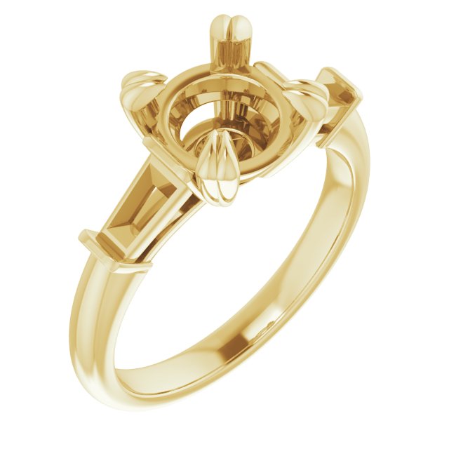 Double Claw-Prong Three-Stone Engagement Ring