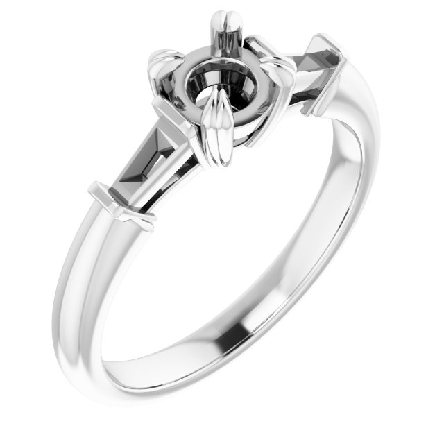 Double Claw-Prong Three-Stone Engagement Ring