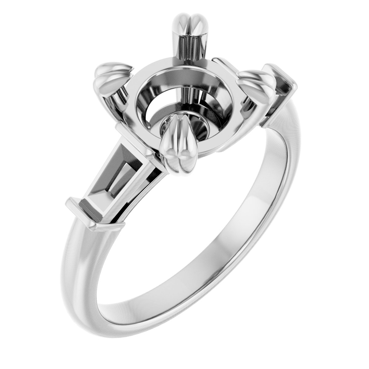 Double Claw-Prong Three-Stone Engagement Ring