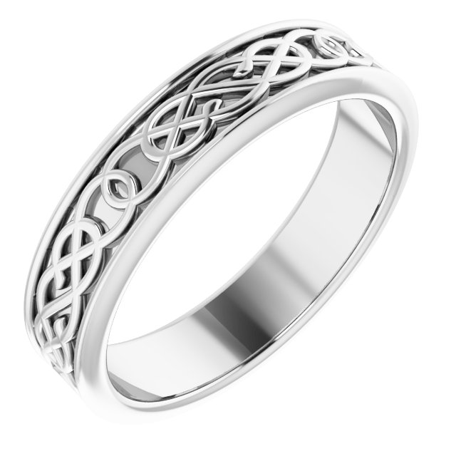 14K White 5 mm Celtic Inspired Band Size 9.5 Ref 13066045