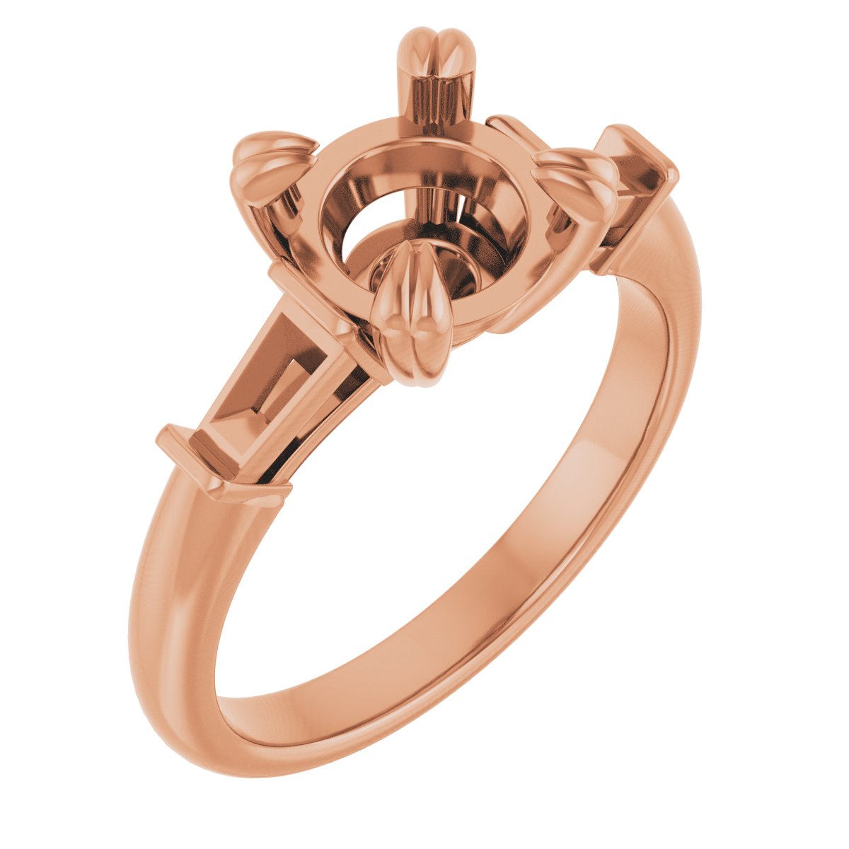 Double Claw-Prong Three-Stone Engagement Ring