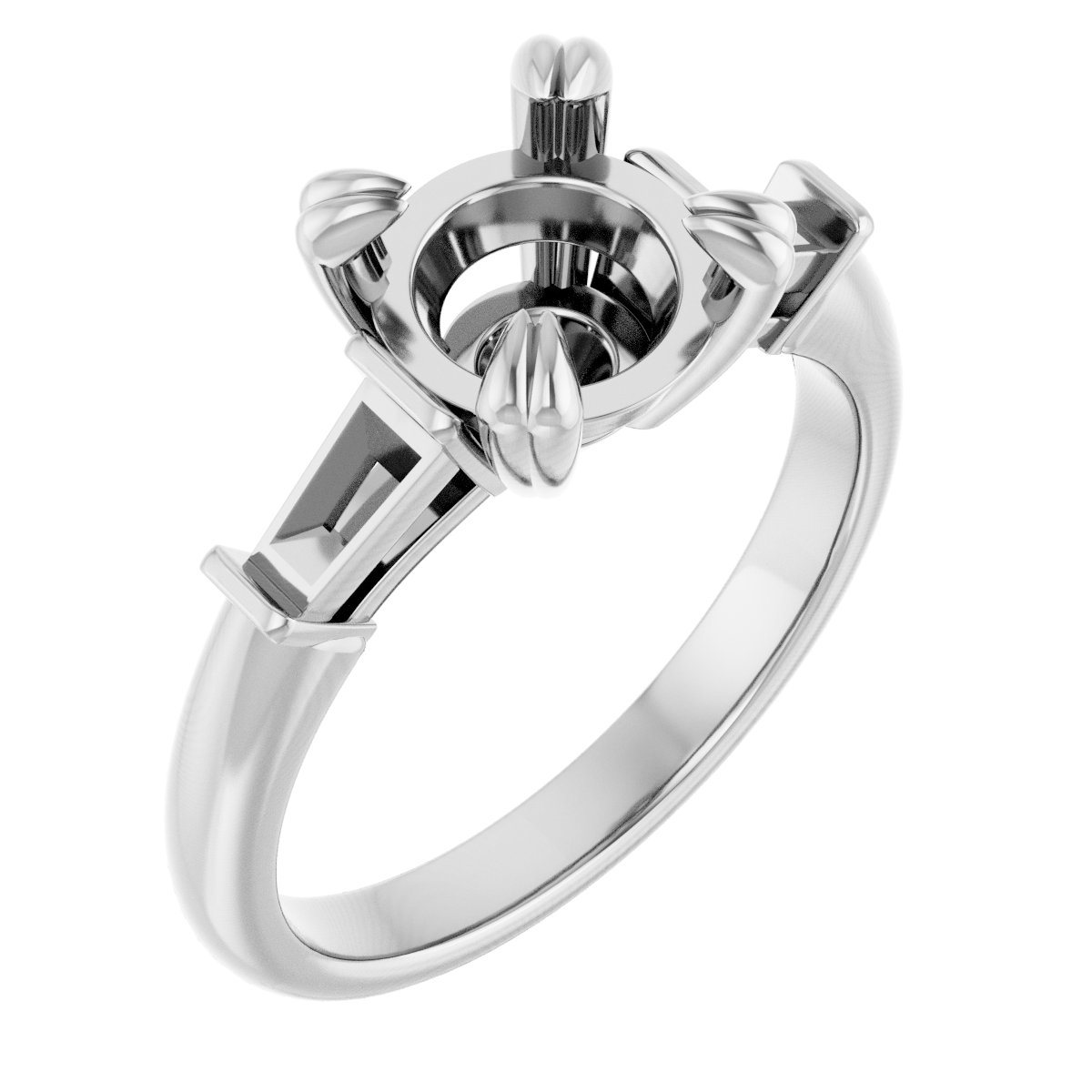 Double Claw-Prong Three-Stone Engagement Ring
