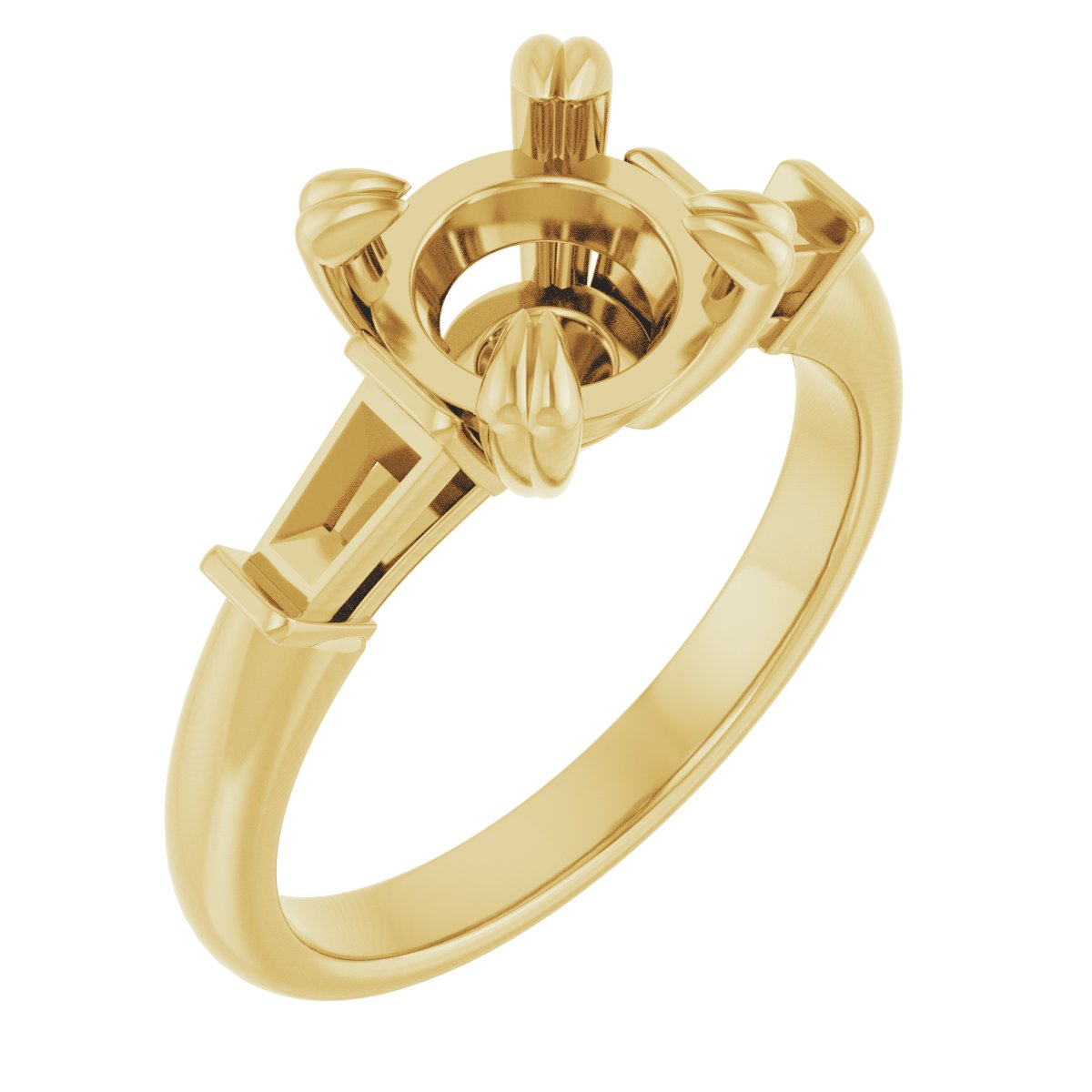 Double Claw-Prong Three-Stone Engagement Ring