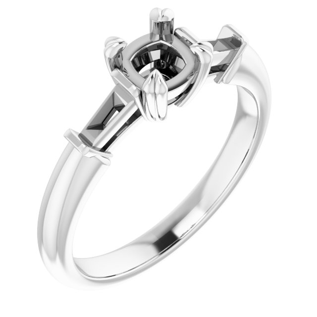 Double Claw-Prong Three-Stone Engagement Ring