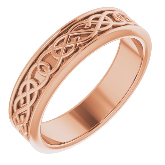 14K Rose 5 mm Celtic Inspired Band Size 7.5 Ref 13066031