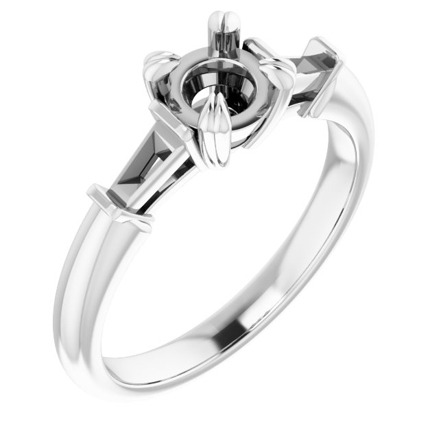 Double Claw-Prong Three-Stone Engagement Ring