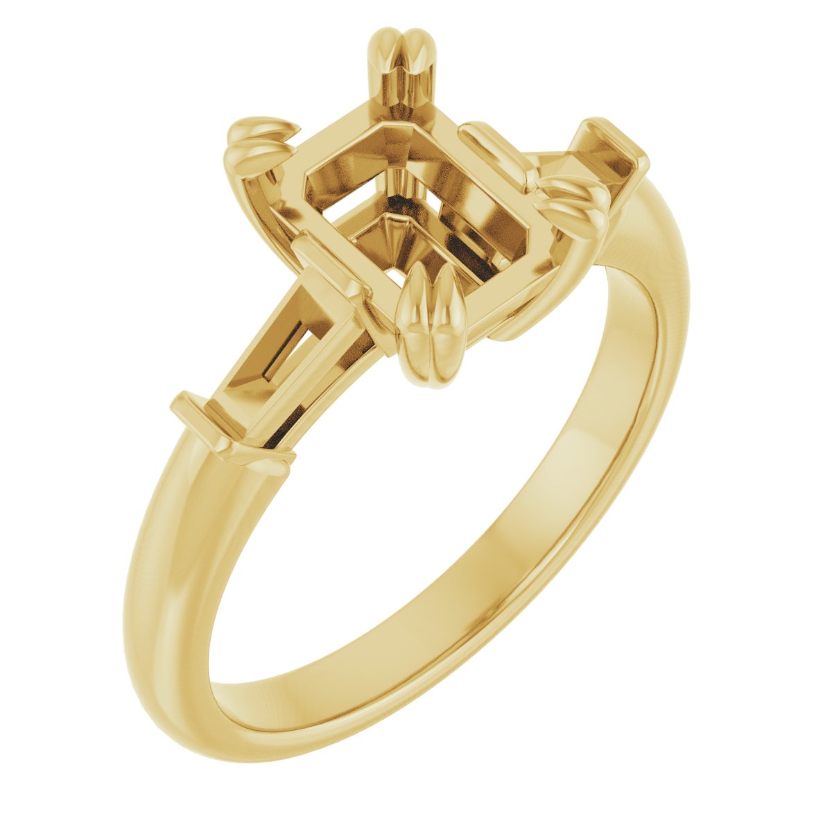 Double Claw-Prong Three-Stone Engagement Ring
