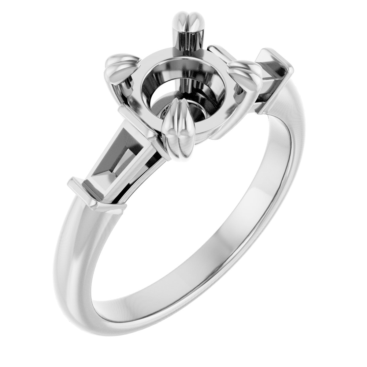 Double Claw-Prong Three-Stone Engagement Ring