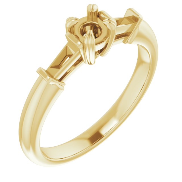 Double Claw-Prong Three-Stone Engagement Ring
