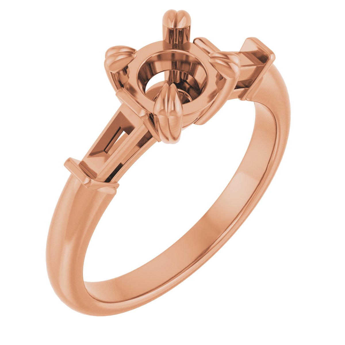 Double Claw-Prong Three-Stone Engagement Ring