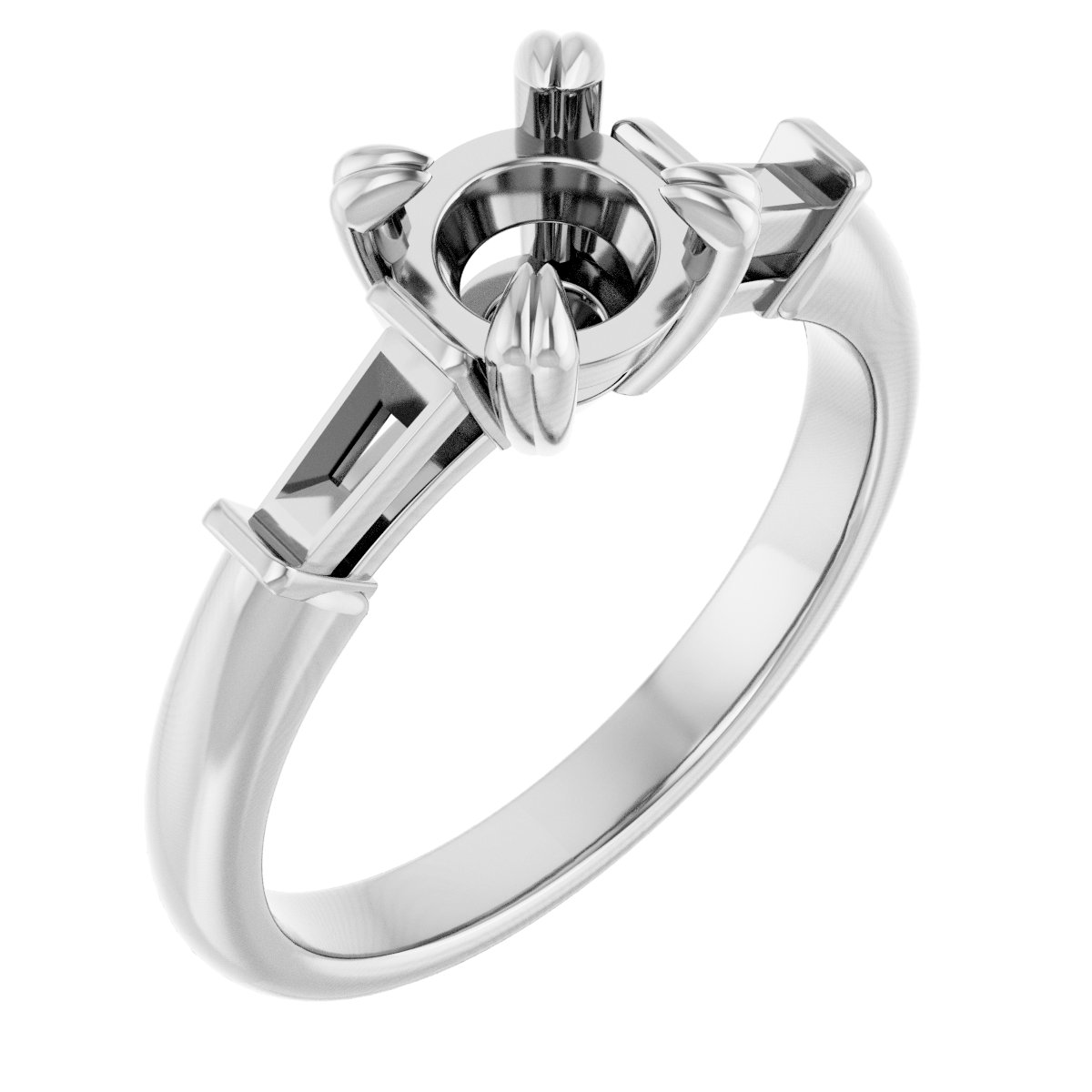 Double Claw-Prong Three-Stone Engagement Ring