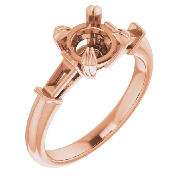 Double Claw-Prong Three-Stone Engagement Ring