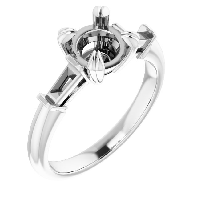 Double Claw-Prong Three-Stone Engagement Ring