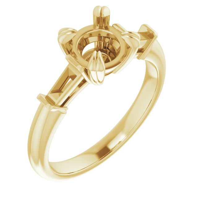 Double Claw-Prong Three-Stone Engagement Ring