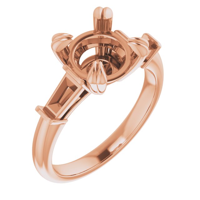 Double Claw-Prong Three-Stone Engagement Ring