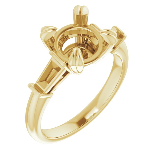Double Claw-Prong Three-Stone Engagement Ring