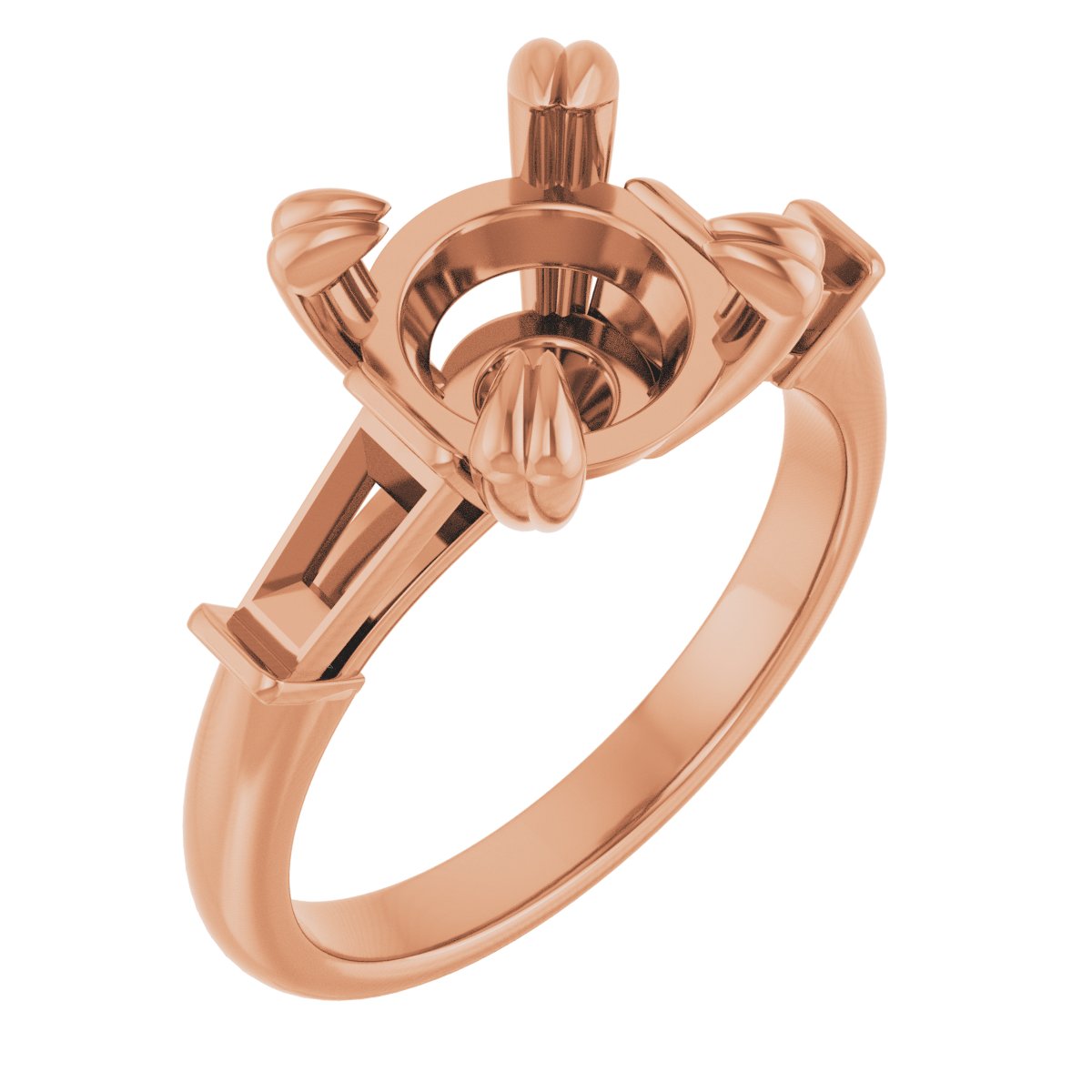 Double Claw-Prong Three-Stone Engagement Ring
