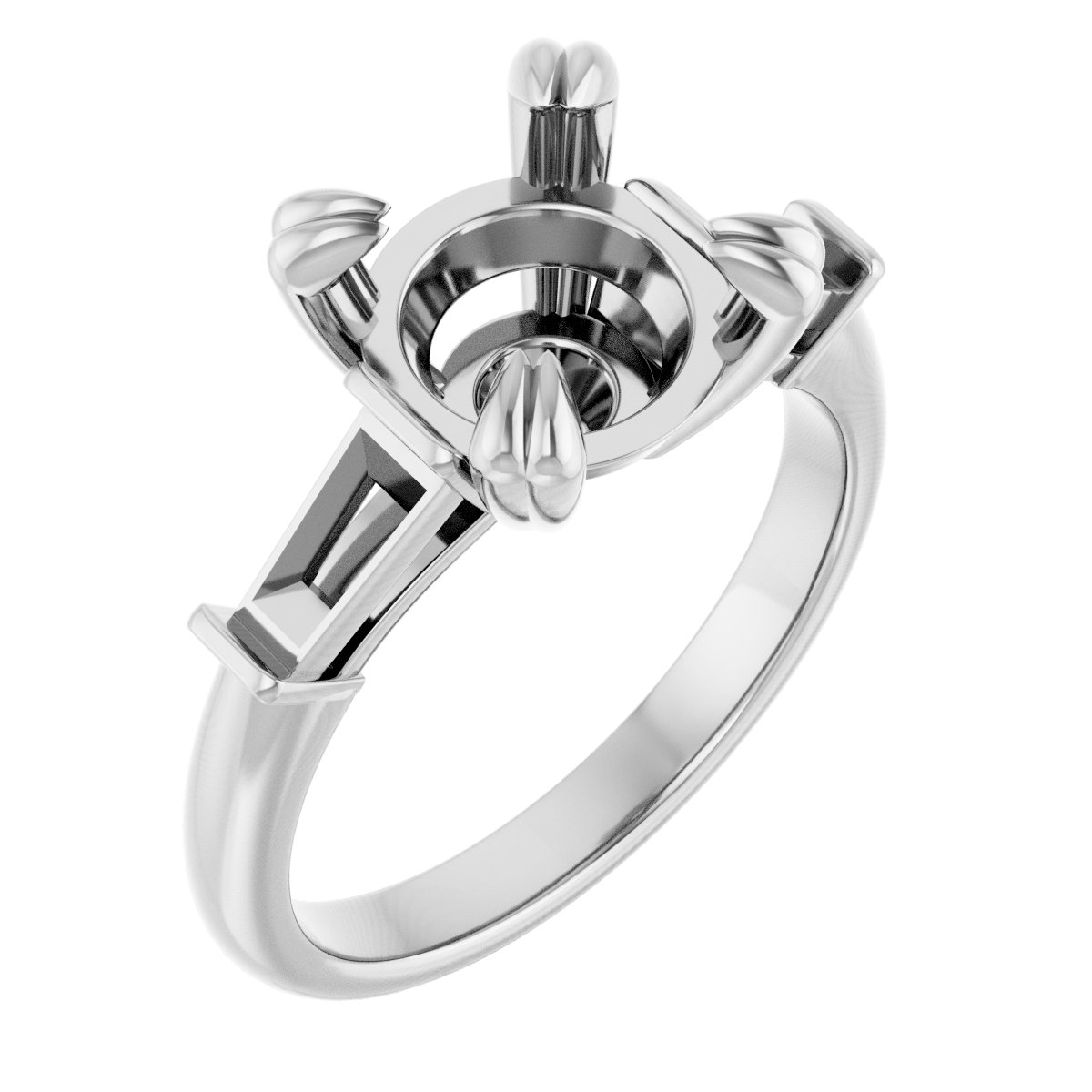 Double Claw-Prong Three-Stone Engagement Ring
