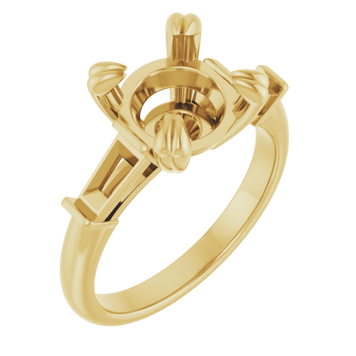 Double Claw-Prong Three-Stone Engagement Ring