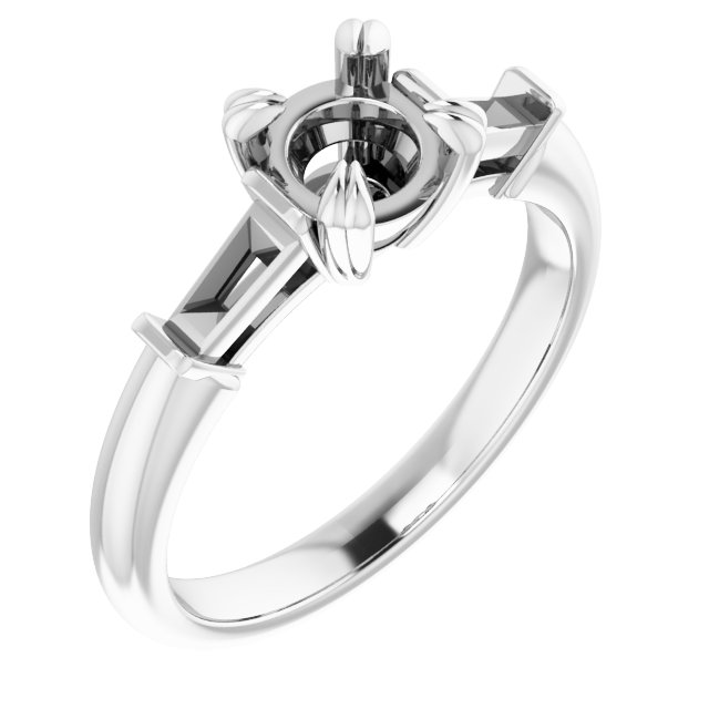 Double Claw-Prong Three-Stone Engagement Ring