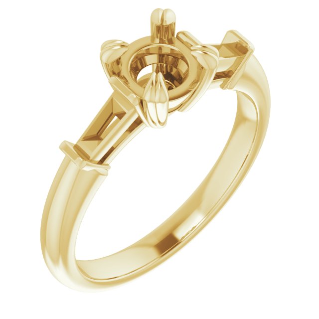 Double Claw-Prong Three-Stone Engagement Ring