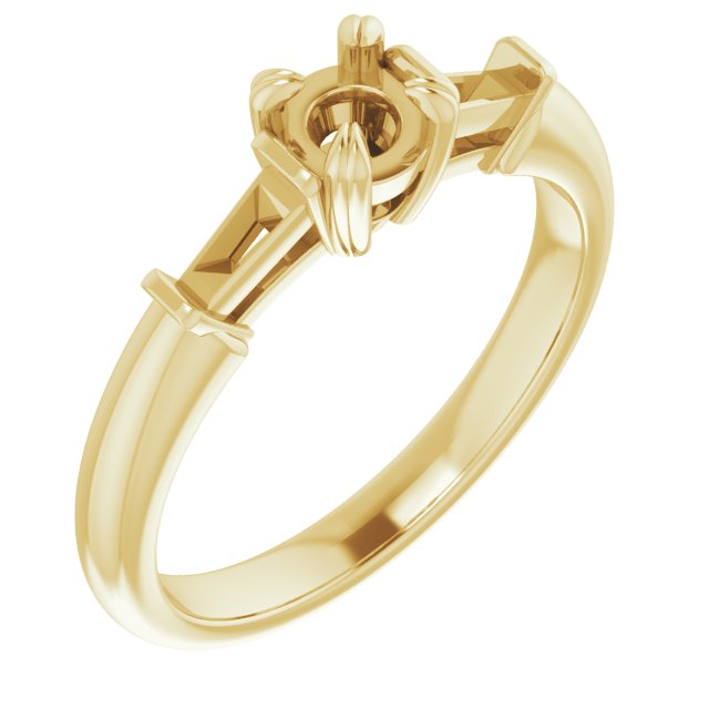 Double Claw-Prong Three-Stone Engagement Ring