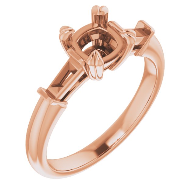 Double Claw-Prong Three-Stone Engagement Ring